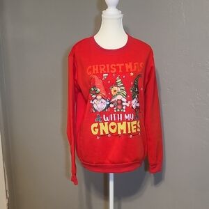 Red Christmas Gnomes Sweatshirt Womens Medium NWOT